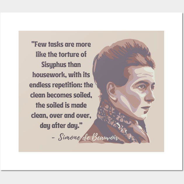 Simone de Beauvoir Portrait and Quote Wall Art by Slightly Unhinged